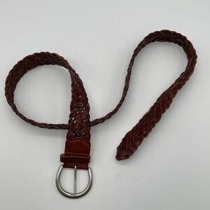 FOSSIL Belt Men’s Large Brown Genuine Leather Braided Waistband Made in China